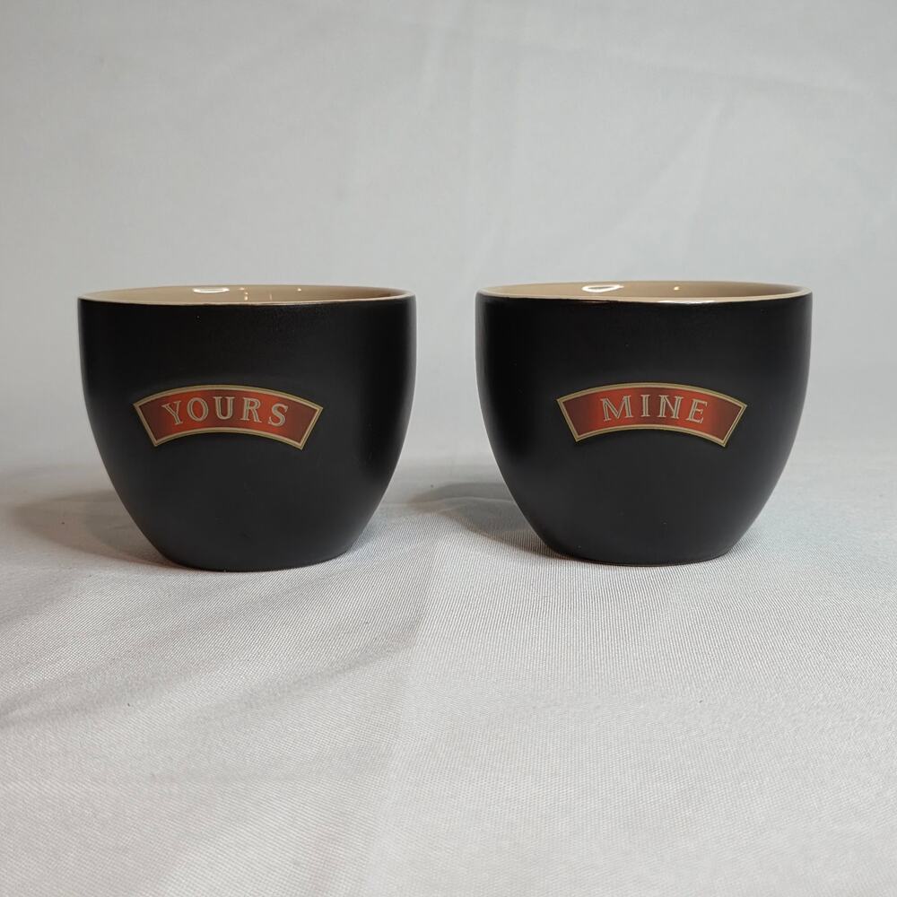 Baileys Cups Yours Mine Set of 2 Mug Cup Glass Ceramic Black Irish Cream